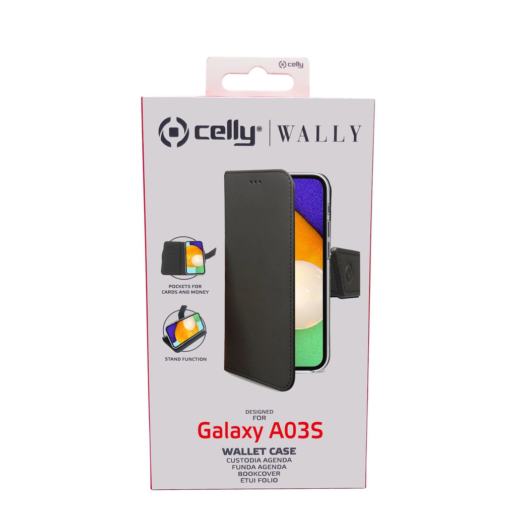 Custodia Celly Samsung A03s wallet case black WALLY971