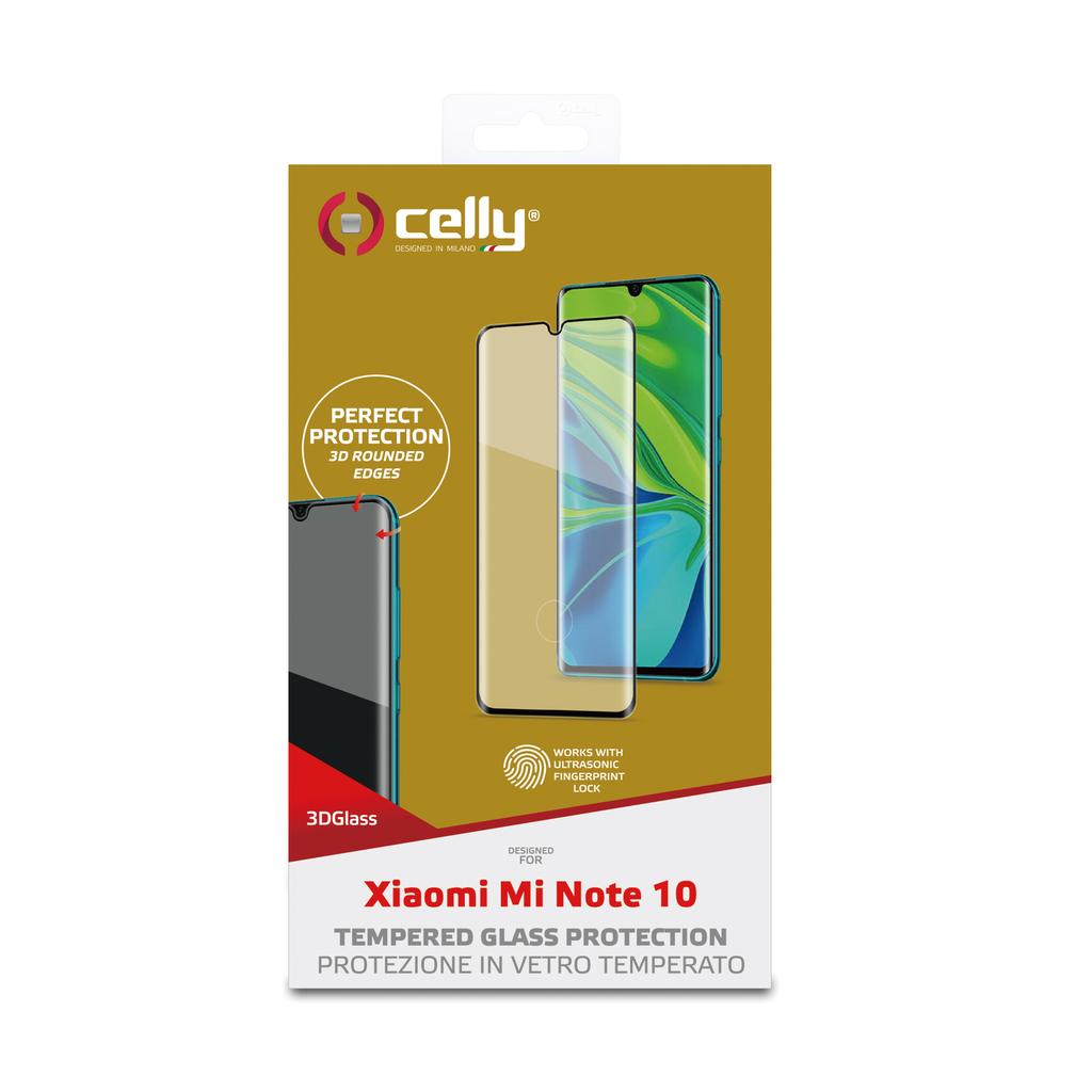 Pellicola vetro Celly Xiaomi MI Note 10 3D glass 3DGLASS888BK