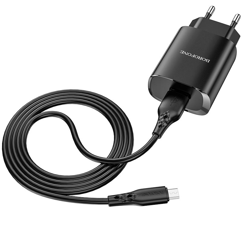 Caricabatteria USB Borofone BN1 + cavo MicroUsb black