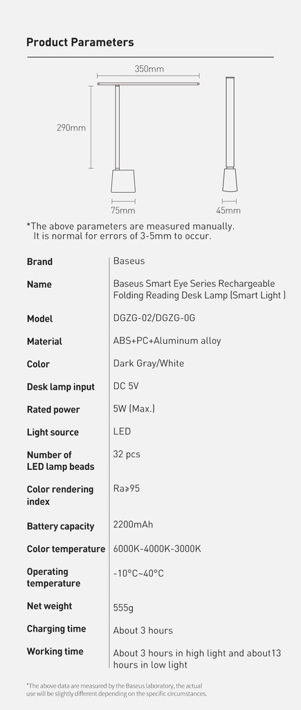 Lampada Led Baseus Smart Eye Series da tavolo pighevole DGZG-02 white