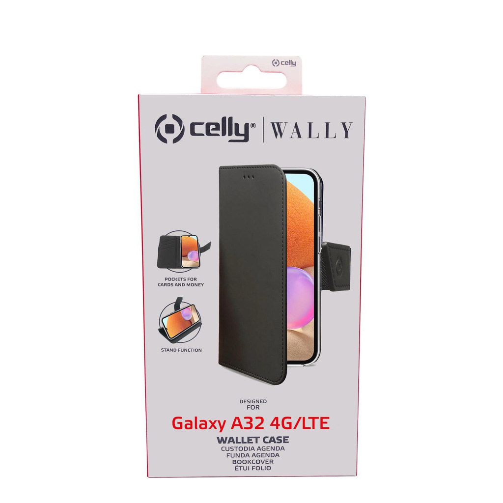 Custodia Celly Samsung A32 4G wallet case black WALLY962