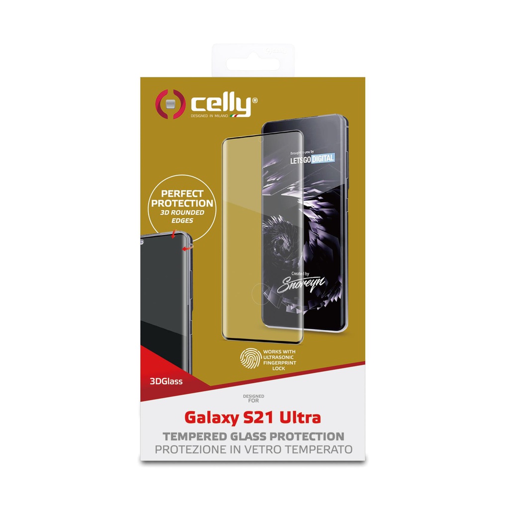 Pellicola vetro Celly Samsung S21 Ultra 3D glass 3DGLASS994BK