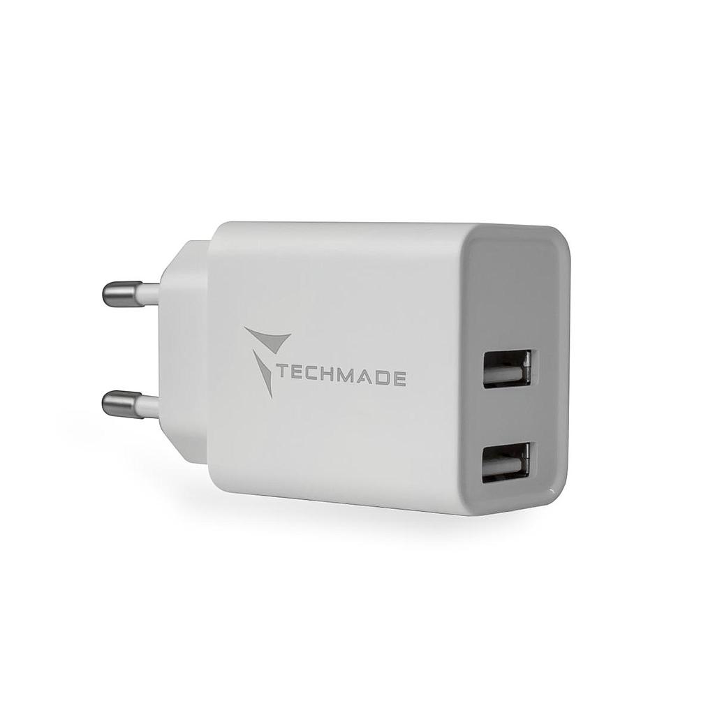 Techmade Caricabatterie 10.5W 2 porte (USB) white TM-TC046AA