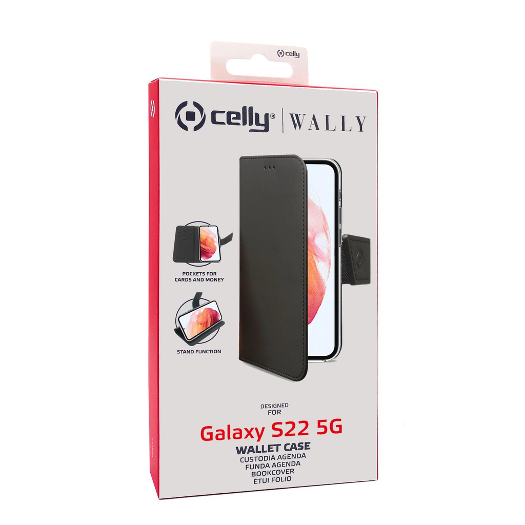 Custodia Celly Samsung S22 5G wallet case black WALLY1010