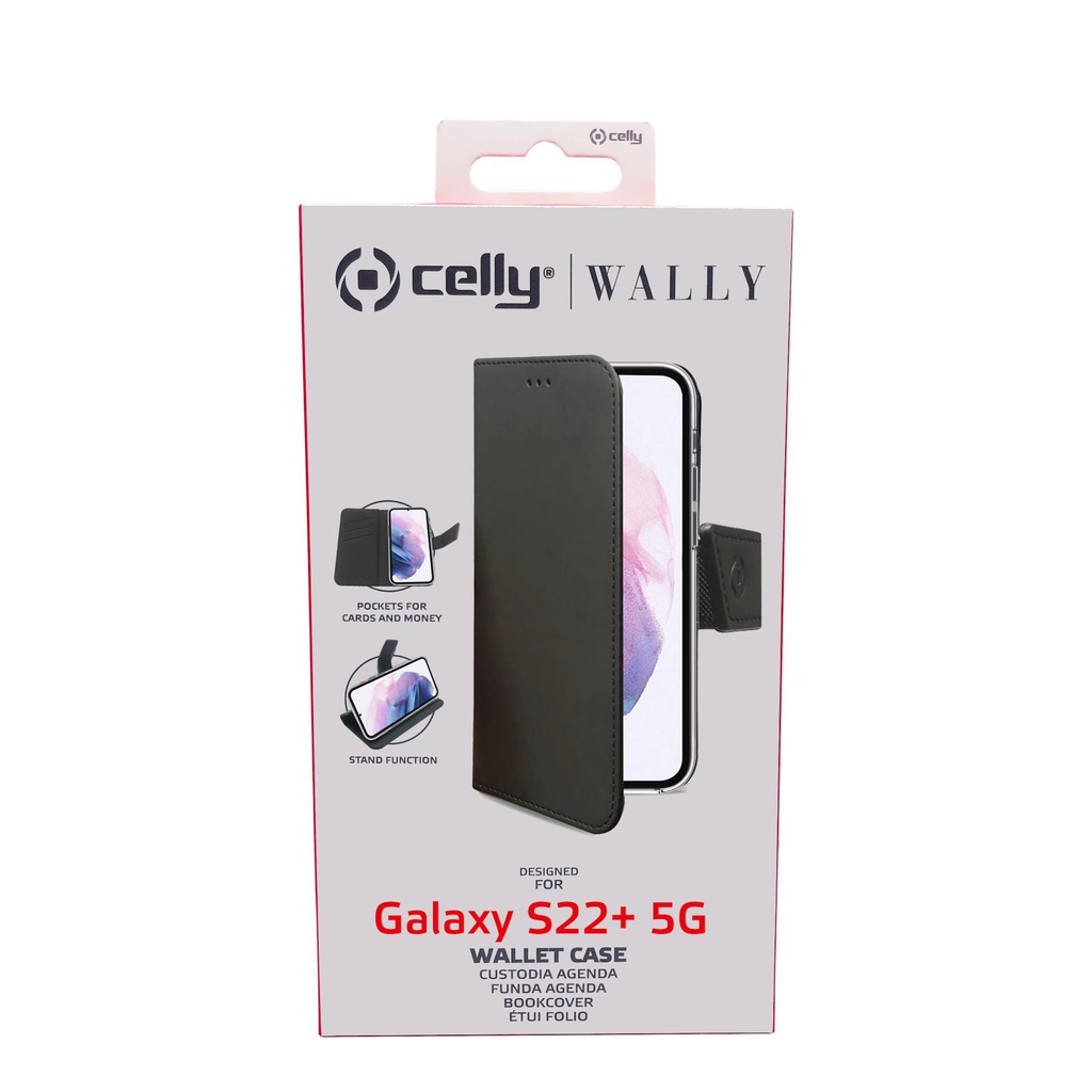 Custodia Celly Samsung S22+ 5G wallet case black WALLY1011
