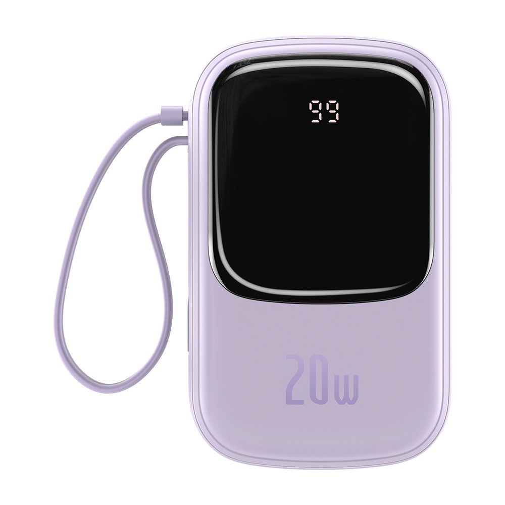Baseus Power Bank Q pow 20000mAh, IP, USB, USB-C, 20W con cavo Lightning integrato purple PPQD-H05