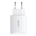 Baseus caricabatteria USB 30W 2 porte USB + USB-C Compact white CCXJ-E02