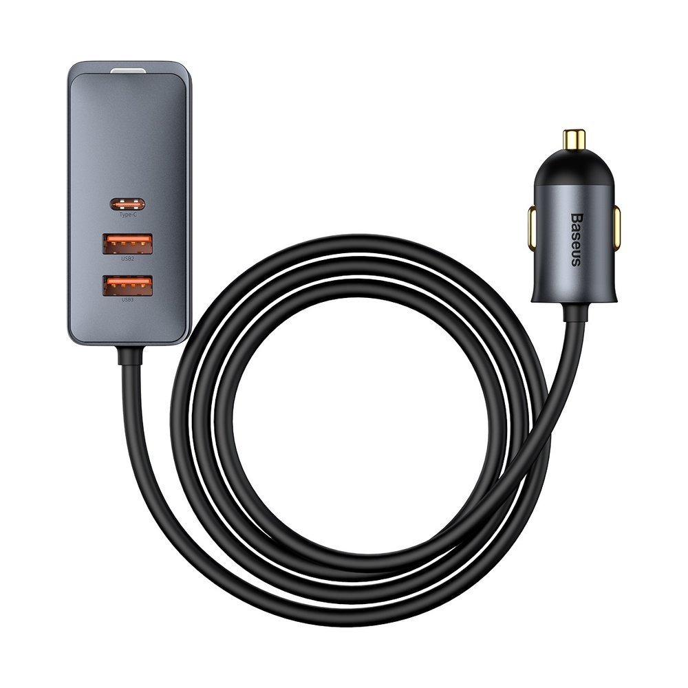 Baseus caricabatteria da auto 120W (3x USB+ USB-C) Share Together grey CCBT-B0G