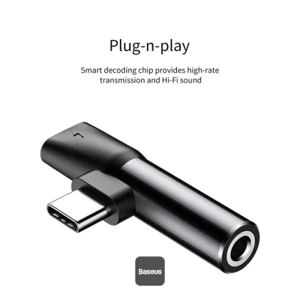 Baseus Adattatore 3 in 1 Type-C to Jack 3.5mm+USB-C L41 Black CATL41-01.webp