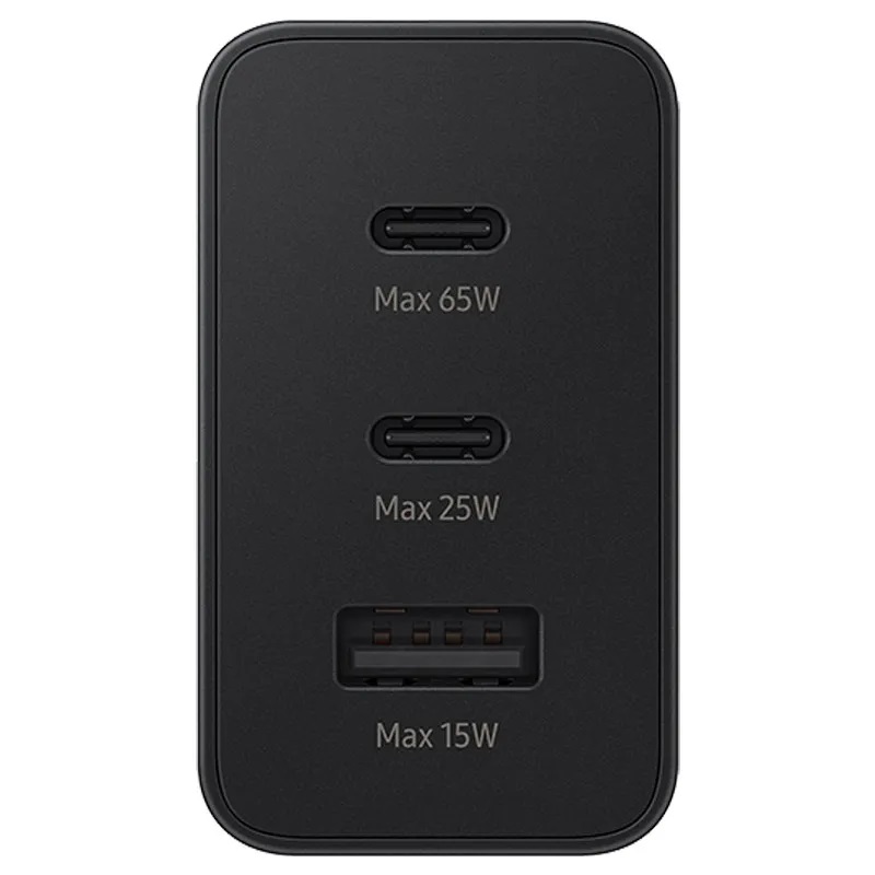 Samsung caricabatteria 65W (2x USB-C + USB) Power Adapter Trio black EP-T6530NBEGEU