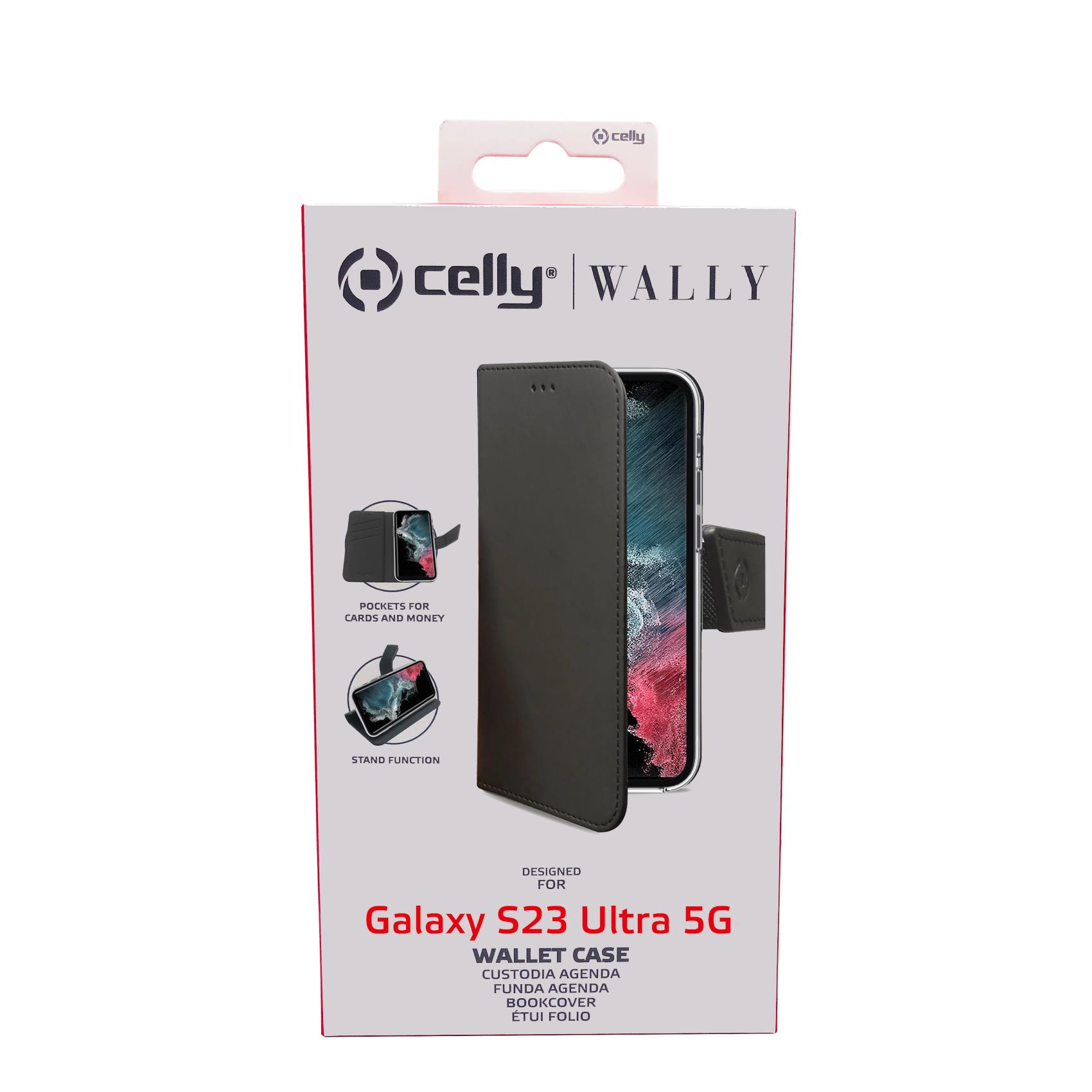 Custodia Celly Samsung S23 Ultra 5G wallet case black WALLY1033