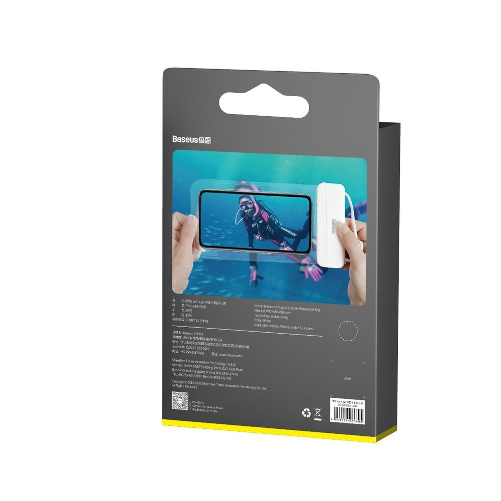 Baseus sacchetto impermeabile per smartphone (fino a 7.2") white ACFSD-D02
