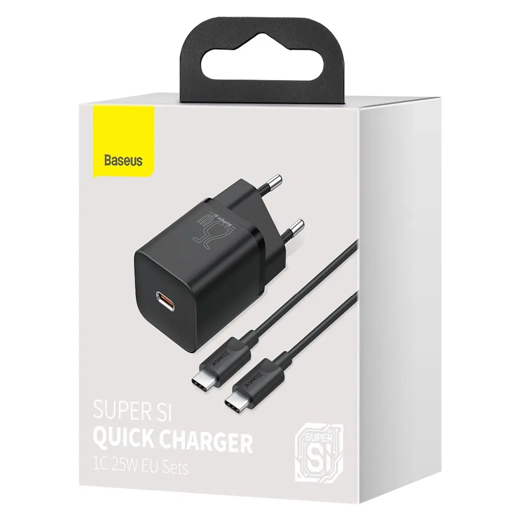 Baseus Caricabatterie USB-C 25W + Cavo Type-C To Type-C (1m) Black TZCCSUP-L01.webp