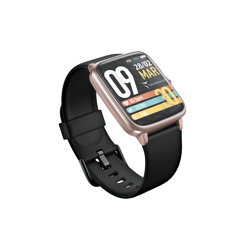 Techmade Smartwatch MOVE GPS integrato cassa rose gold cinturino black TM-MOVE-GDRBK
