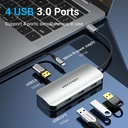 Vention Hub Type-C 5 in 1 con 4 USB 3.0, 1 Micro-USB 0.15mt aluminum gray TNAHB