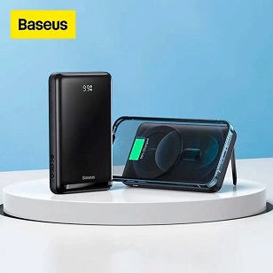 Baseus Power Bank 10000mAh 20W MagSafe Magnetic Wireless con supporto white PPCX000002