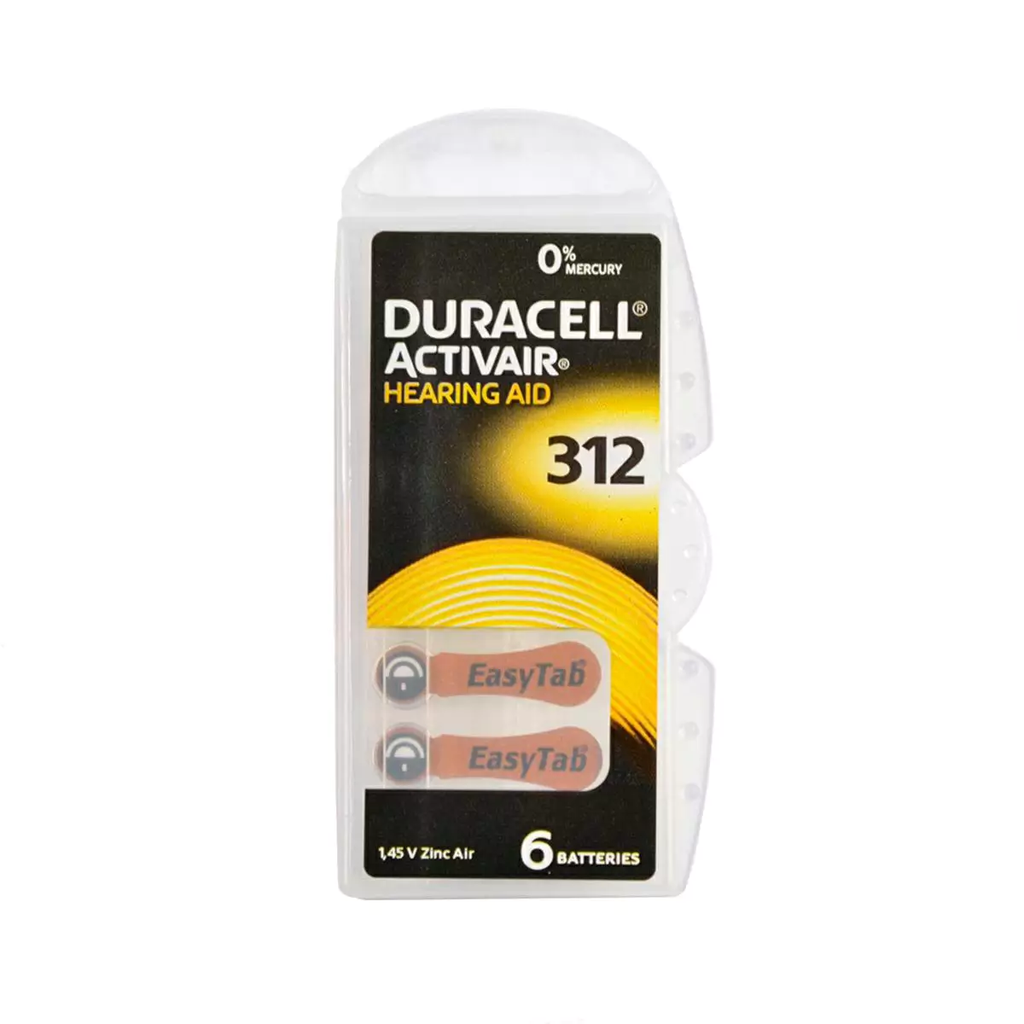 Duracell Batteria ActiveAir per apparecchi acustici confezione 6 pezzi DA312 PR41