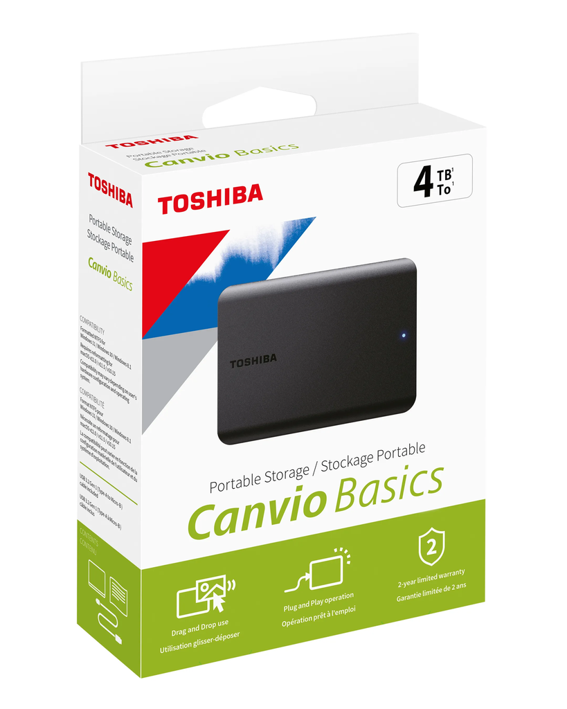 Toshiba Hard Disk Esterno 4TB Canvio Basic USB 3.2 HDTB540EK3CA