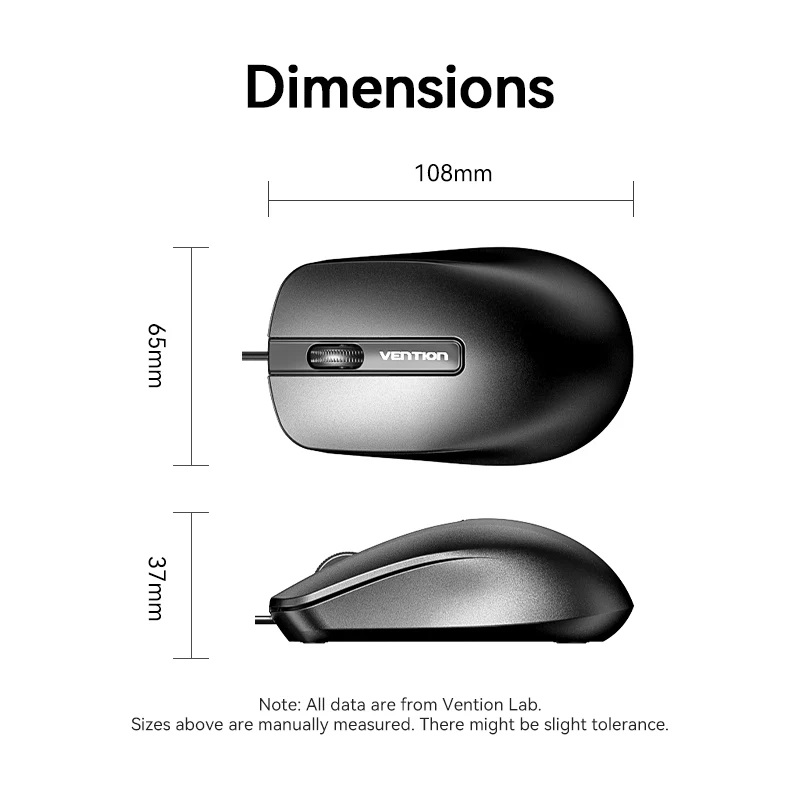 Vention Mouse con Filo Black KTABG