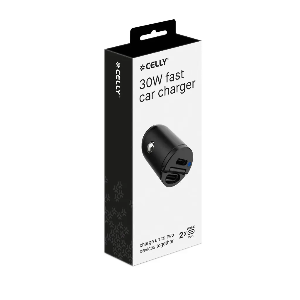Celly Caricabatterie per Auto 2 Porte (2 USB) 30W Black CCMINI2USBCBK.webp