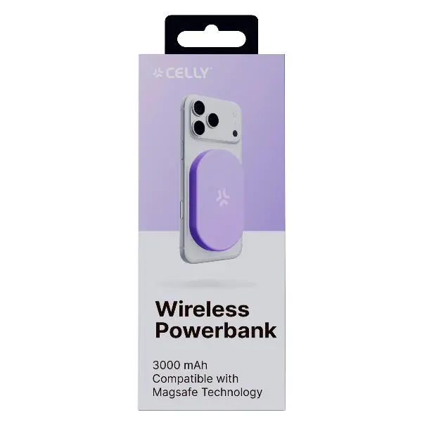 Celly Power Bank 3000mAh 5W Con MagSafe Mini Liliac MAGMINIPB3000LI.webp