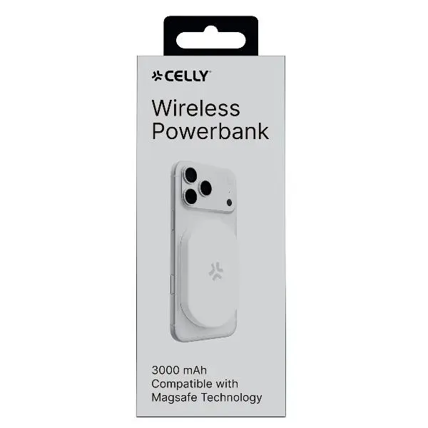 Celly Power Bank 3000mAh 5W Con MagSafe Mini White MAGMINIPB3000WH.webp