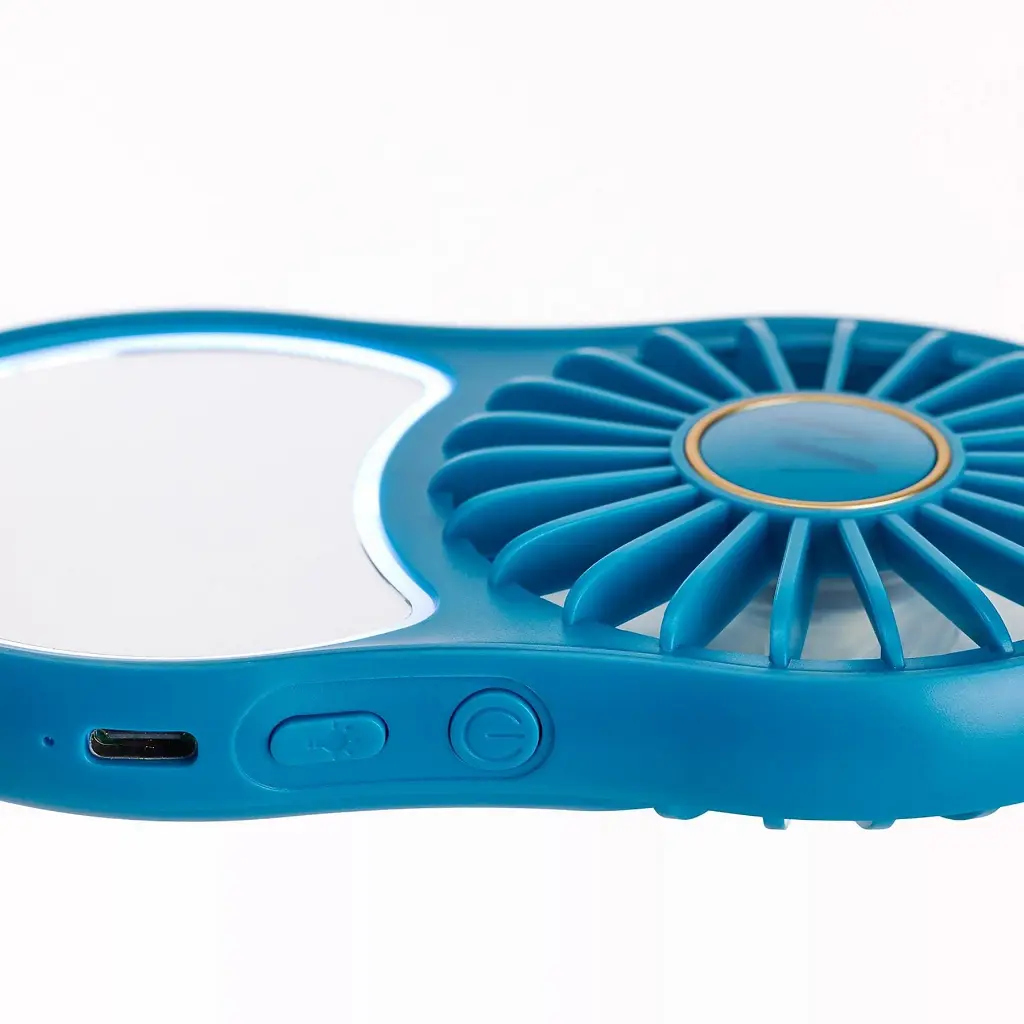 Muitomas Mini Ventilatore Portatile Con Specchio e Luce Blue MIRRORFANBL.webp