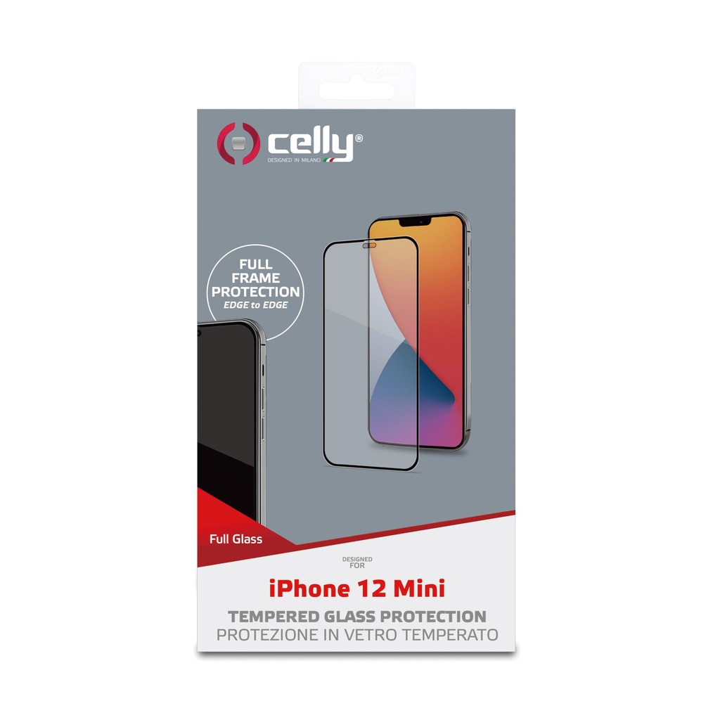 Pellicola vetro Celly iPhone 12 Mini full glass FULLGLASS1003BK