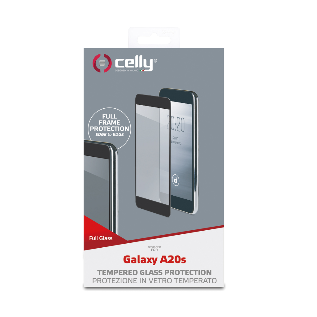 Pellicola vetro Celly Samsung A20s full glass black FULLGLASS880BK