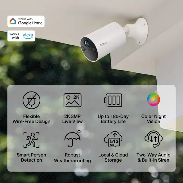 Tapo Smart Camera TC82 Outdoor Indoor 2K White .webp