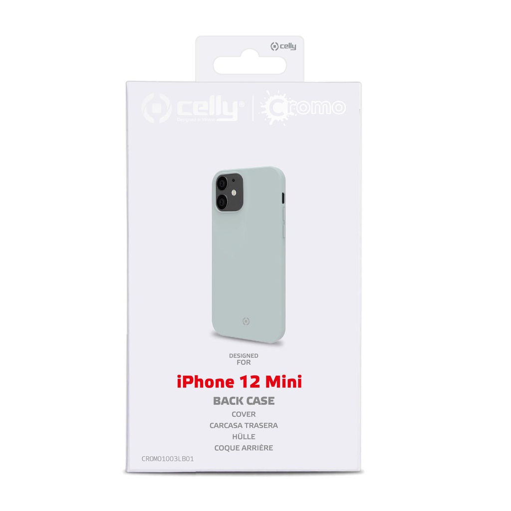 Custodia Celly iPhone 12 Mini cover cromo light blue CROMO1003LB01