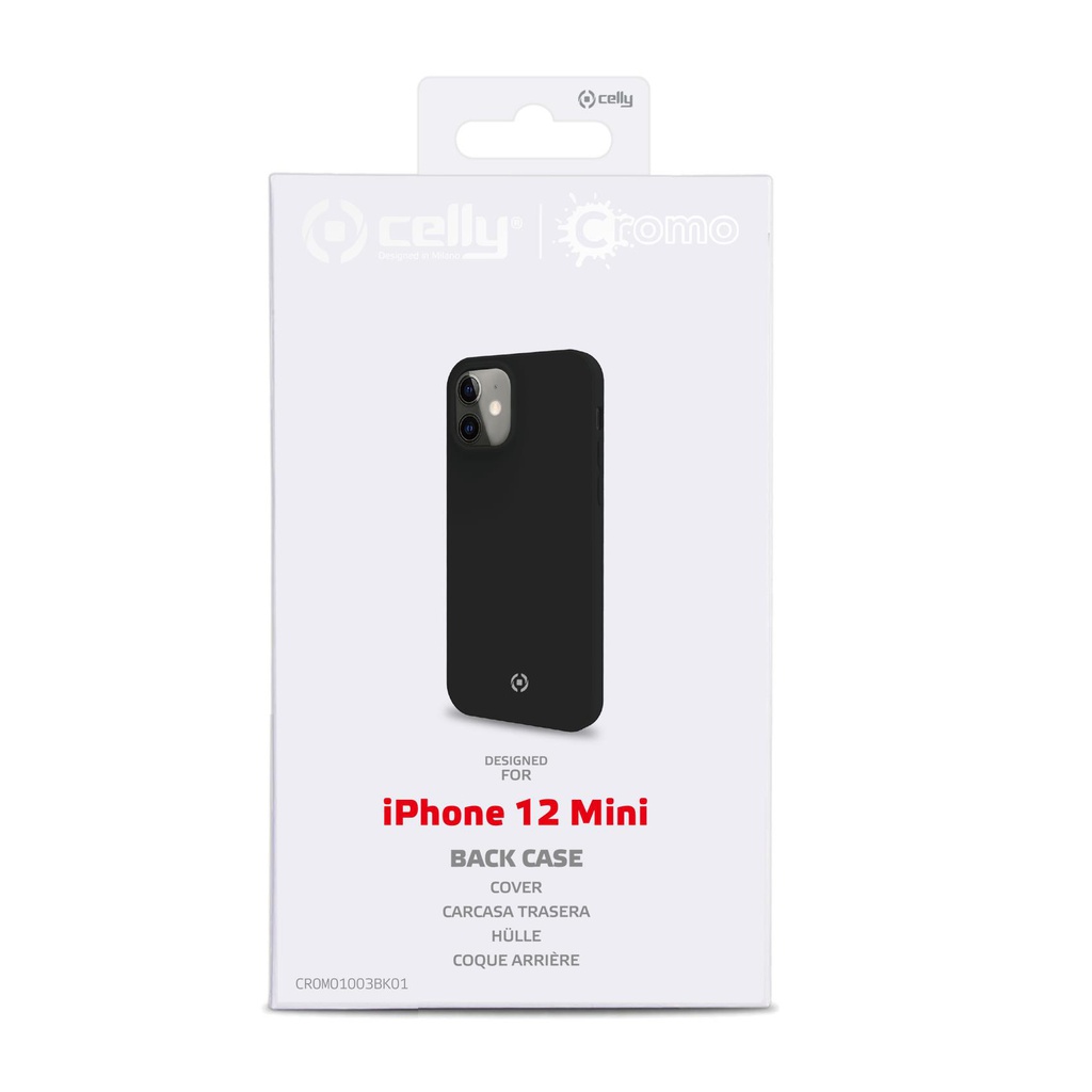 Custodia Celly iPhone 12 Mini cover cromo black CROMO1003BK01