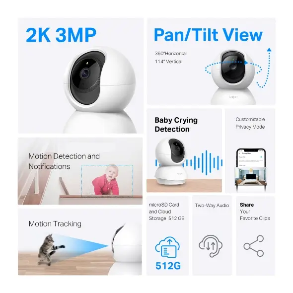 TP-Link Tapo Smart Camera Indoor TC71 2K White.webp