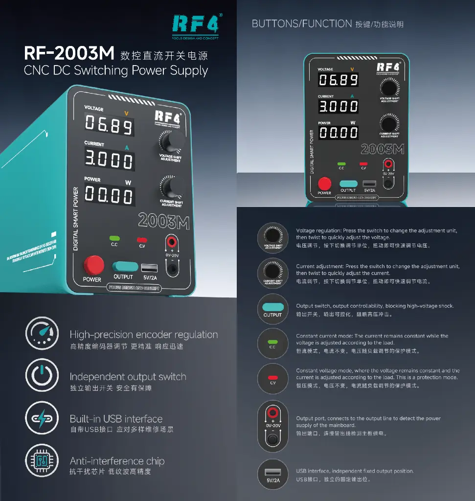 RF4 Alimentatore Da Banco Digitale Regolabile RF-2003M.webp