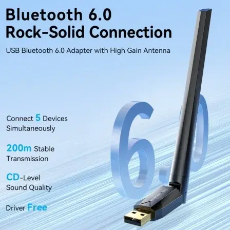 Vention Adattatore WiFi Dual Band con Antenna Bluetooth 6.0 Black (NAMB0).webp