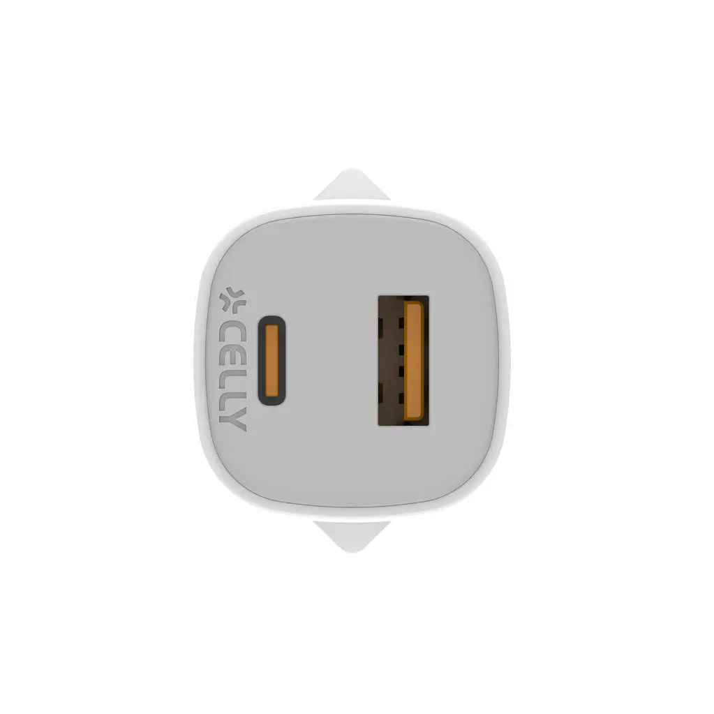 Celly Caricabatterie 25W 2 Porte (USB + USB-C) GaN White UPTC1USB1USBC25.webp