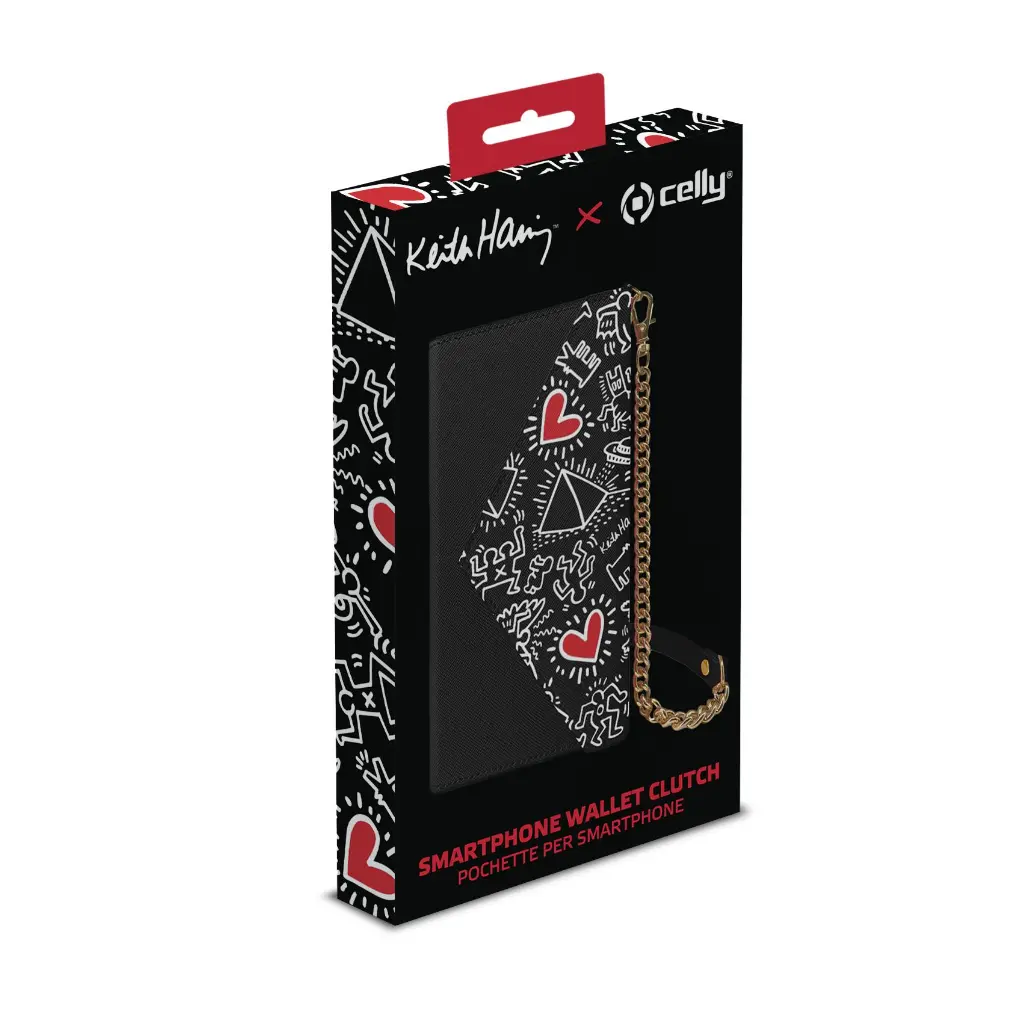 Celly KEITH HARING Pochette Universale Compatibile Con Gli Smartphone Fino a 6,7'' Black KHPHONEBAG.webp