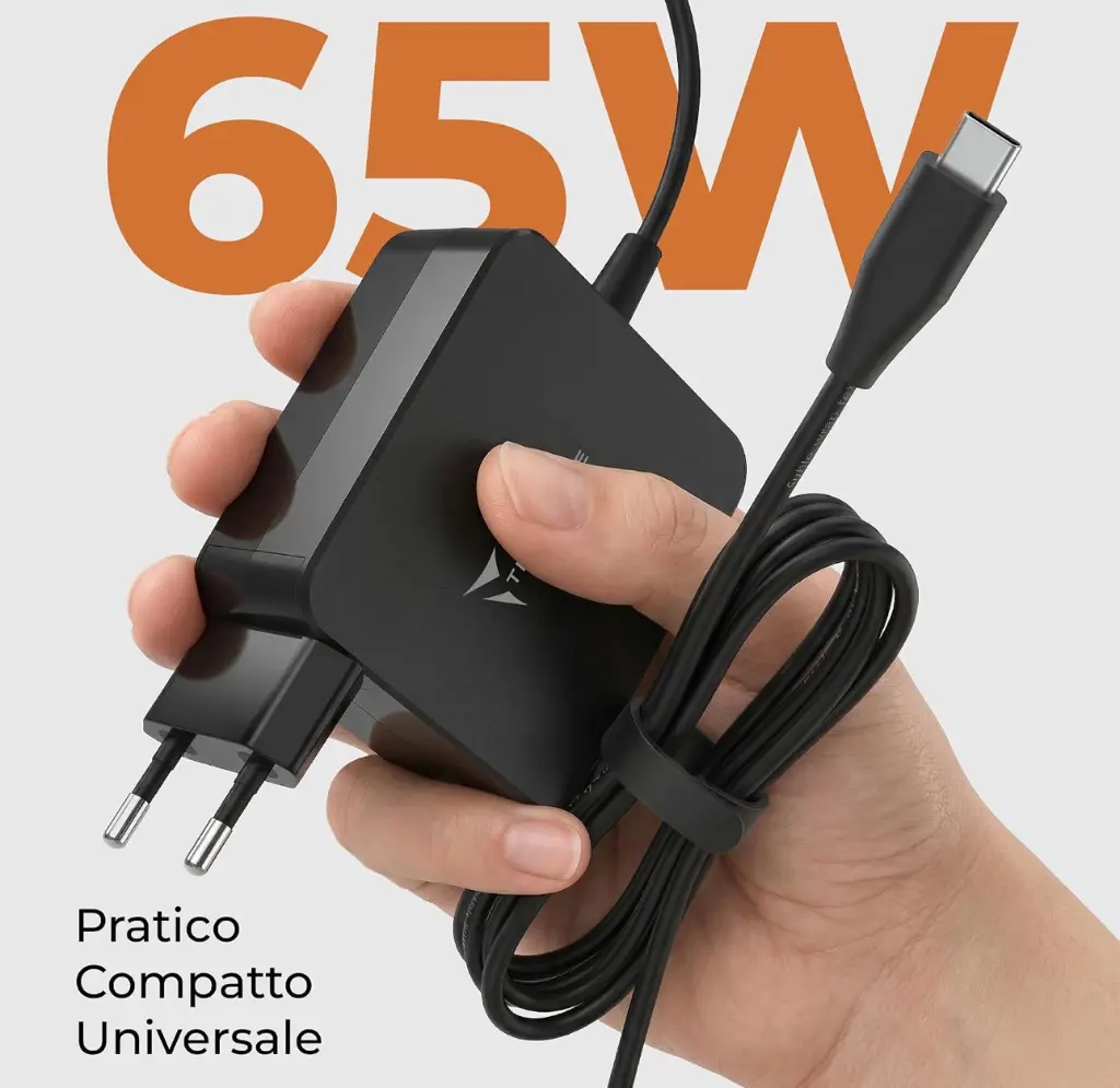Techmade Caricabatterie USB-C 65W Universale Black TM-AE065PD.webp