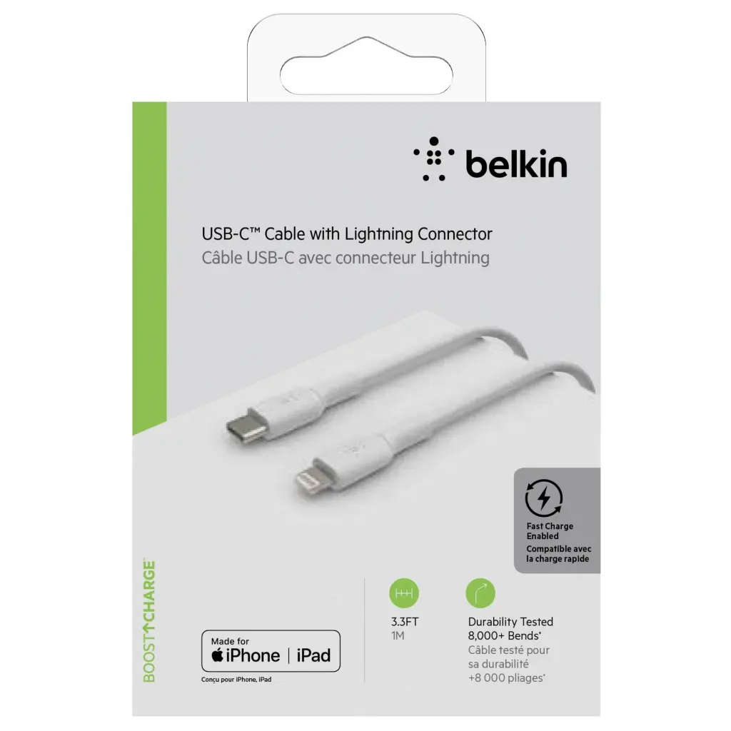 Belkin Cavo Dati Type-C to Lightning 1m White (MFI) CAA003BT1MWH.webp