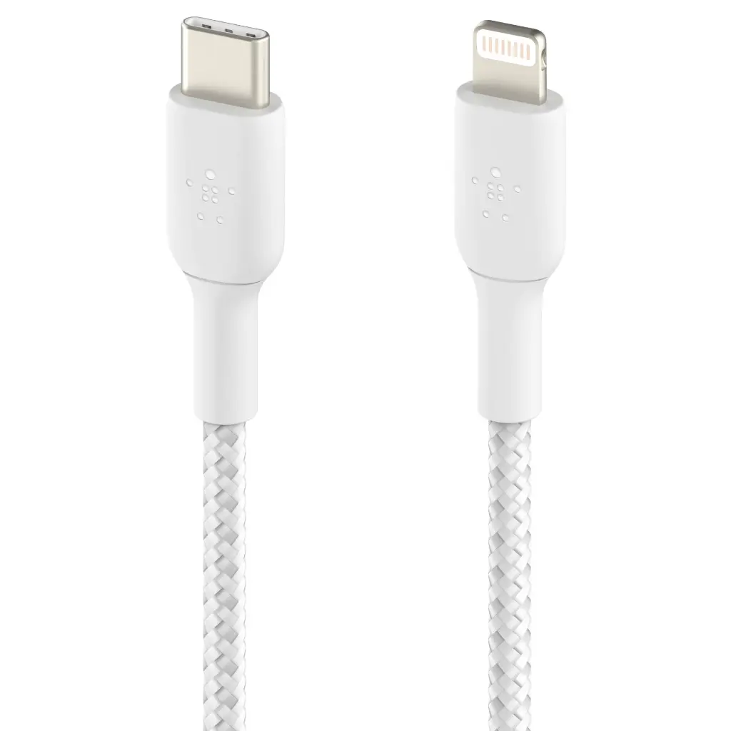 Belkin Cavo Dati Type-C to Lightning 1m In Nylon White (MFI) CAA004BT1MWH.webp
