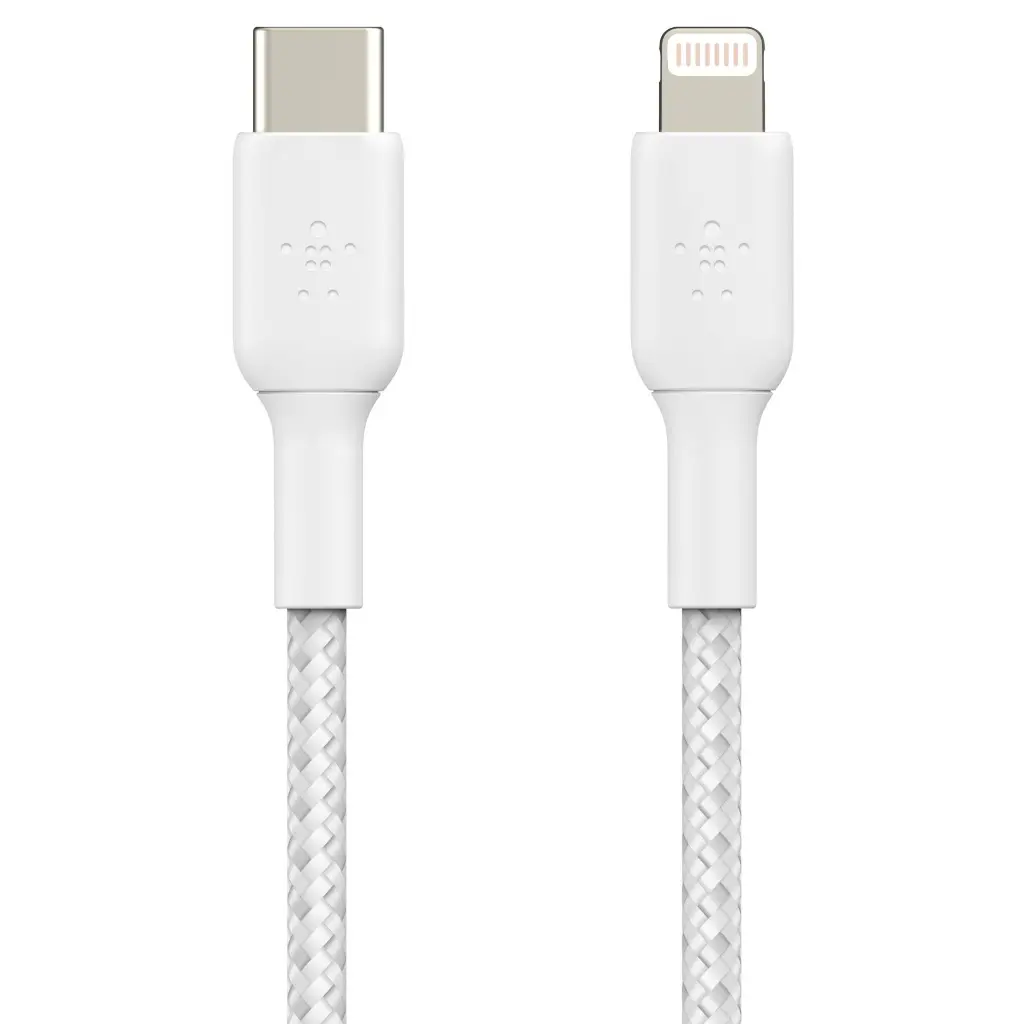 Belkin Cavo Dati Type-C to Lightning 1m In Nylon White (MFI) CAA004BT1MWH.webp