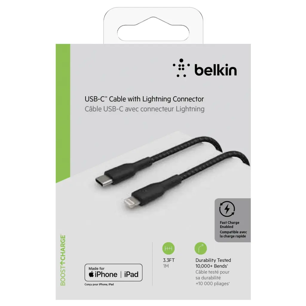 Belkin Cavo Dati Type-C to Lightning 1m In Nylon Black (MFI) CAA004BT1MBK.webp