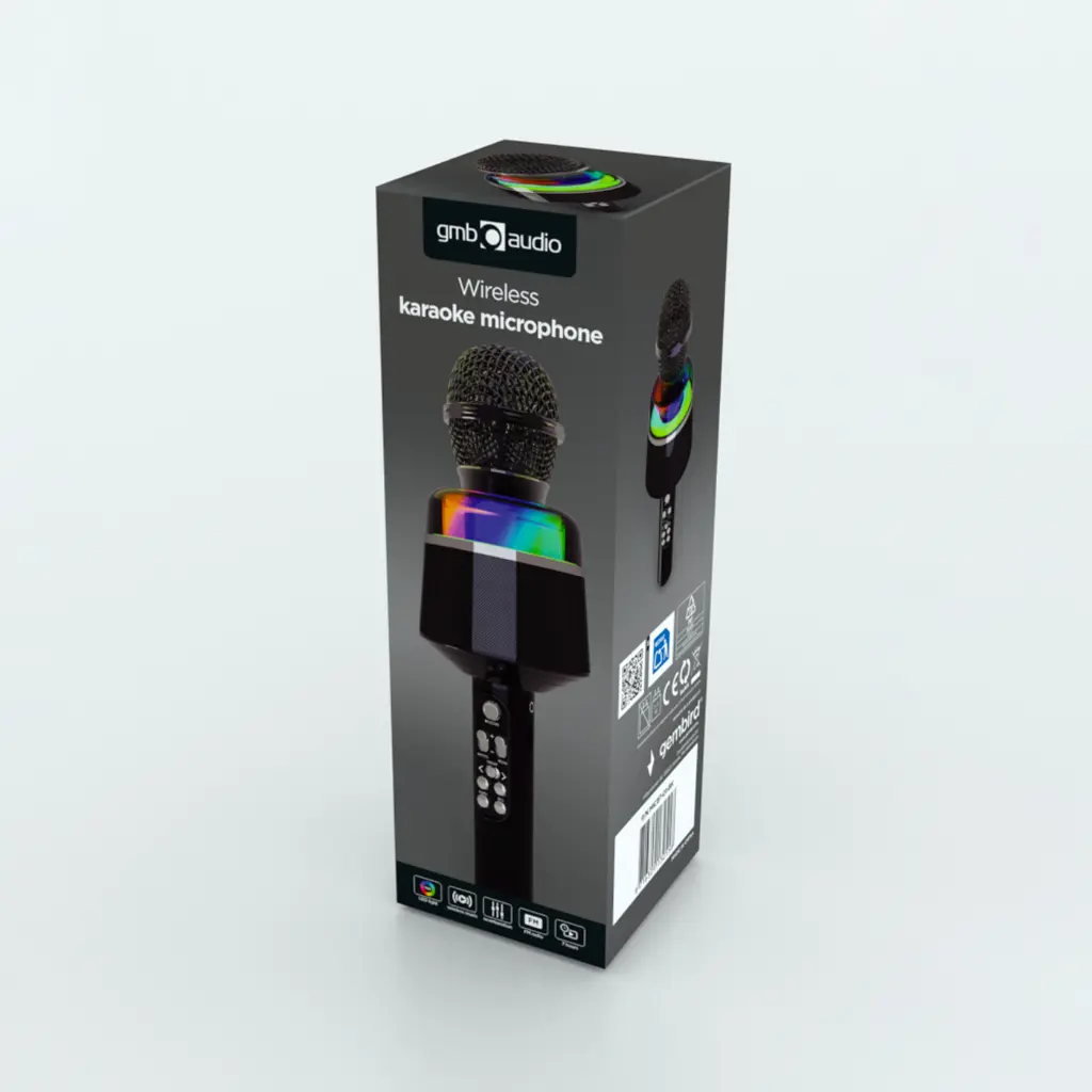 Gembird Microfono Da Karaoke Wireless Black MICBT-01-BK.webp