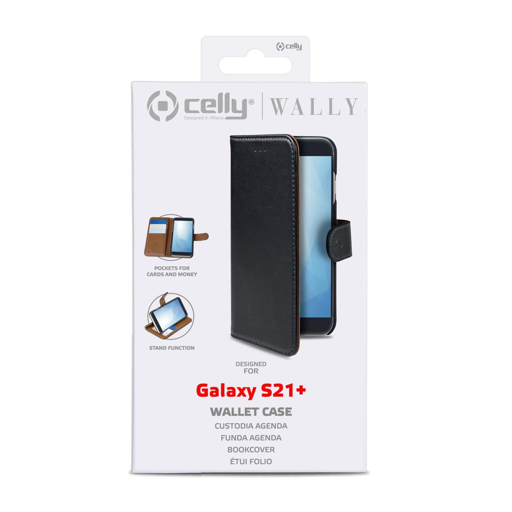 Custodia Celly Samsung S21 Plus 5G wallet case black WALLY995
