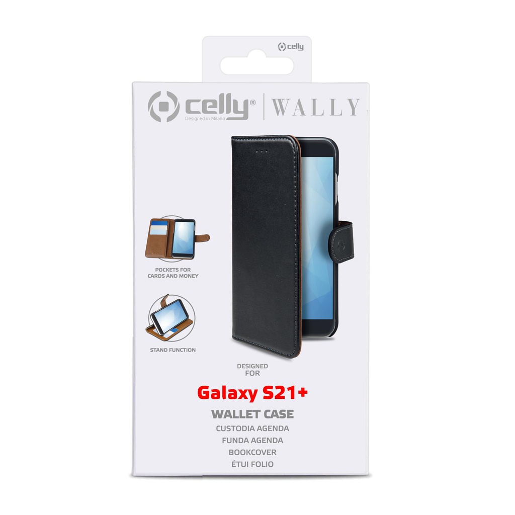 Custodia Celly Samsung S21 Ultra 5G wallet case black WALLY994