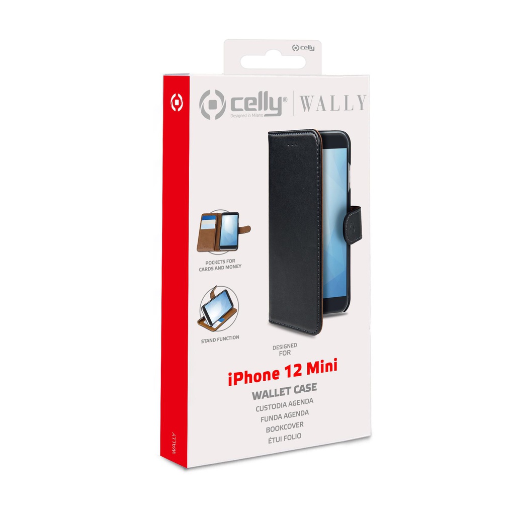 Custodia Celly iPhone 12 Mini wallet case black WALLY1003