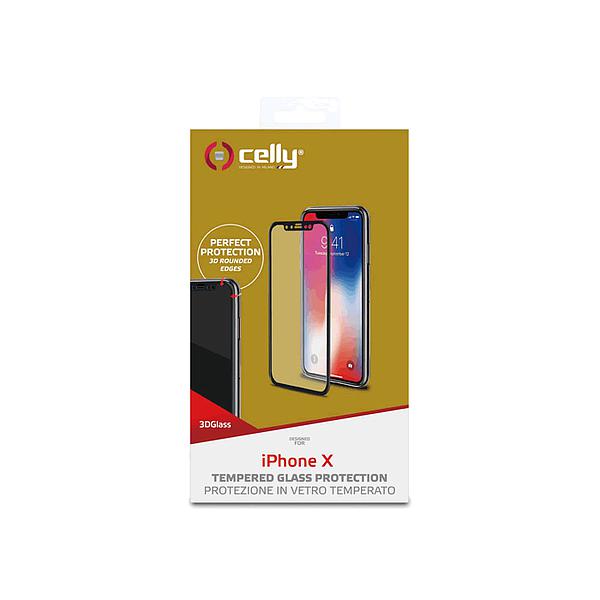 Pellicola vetro Celly iPhone X, iPhone Xs 3D glass 3DGLASS900BK