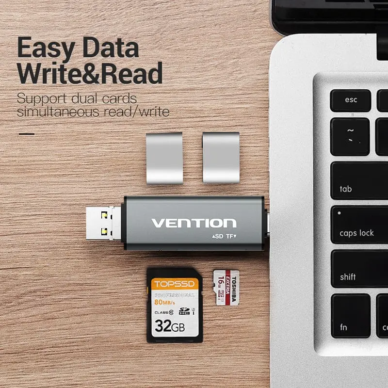 Vention Lettore Di Schede Esterno Multifunzione USB + USB-C + Micro-USB Gray CCJH0.webp