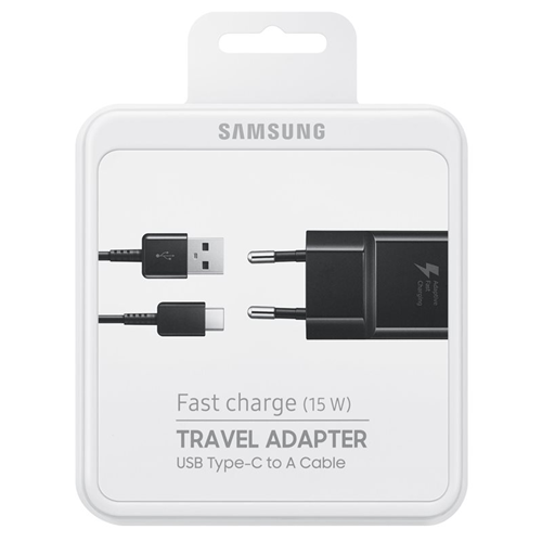 Caricabatteria USB Samsung EP-TA20EBECGWW 2A con cavo Type-C fast charge pack black