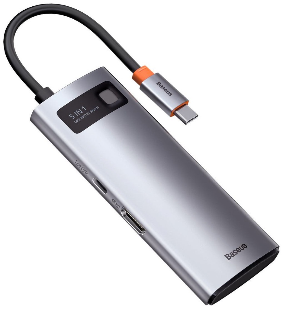 Hub USB-C Baseus 5 in 1 con 3 USB 3.0, 1 HDMI, 1PD CAHUB-CX0G grey